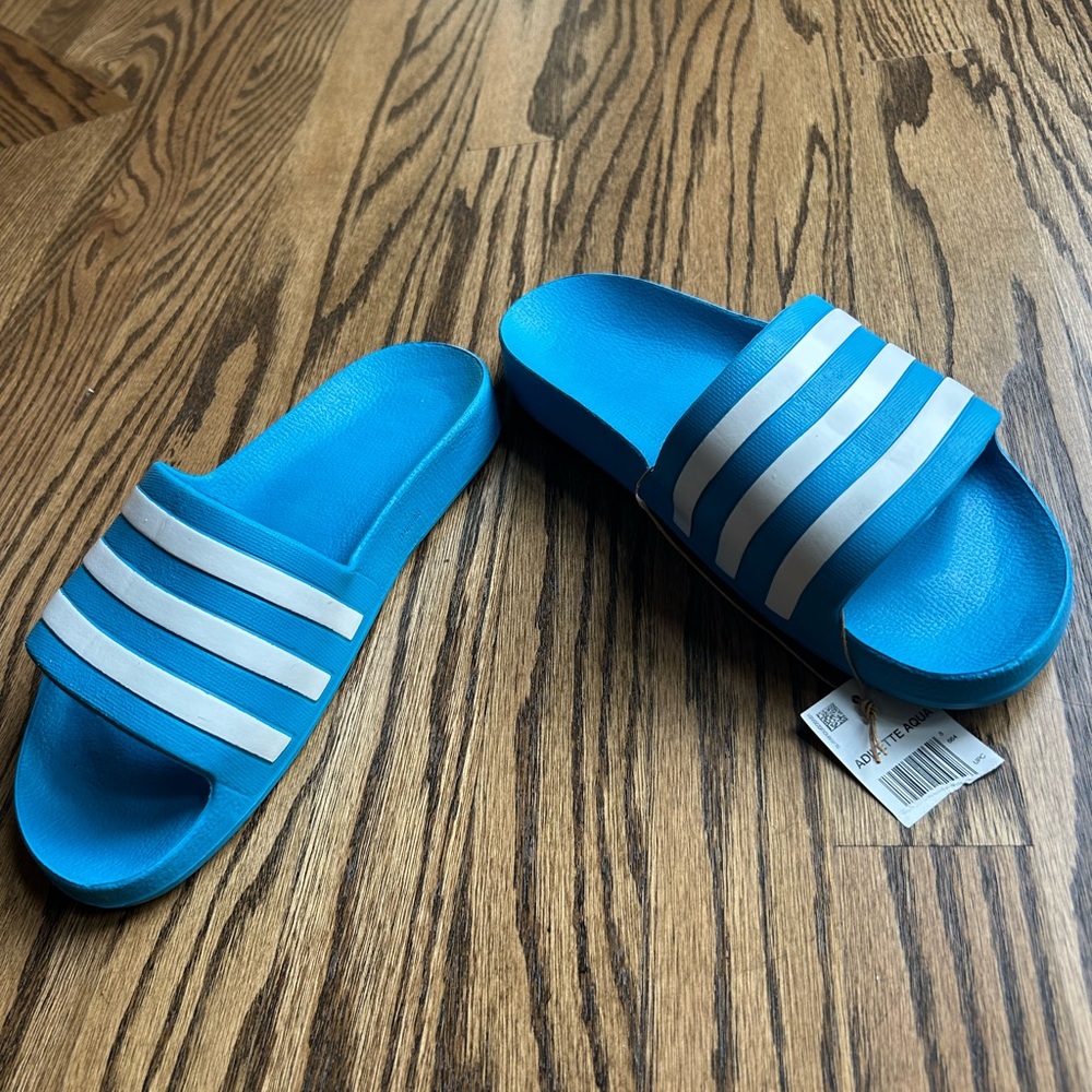 Adidas Aqua and White Slide Sandals - Picture 4 of 5